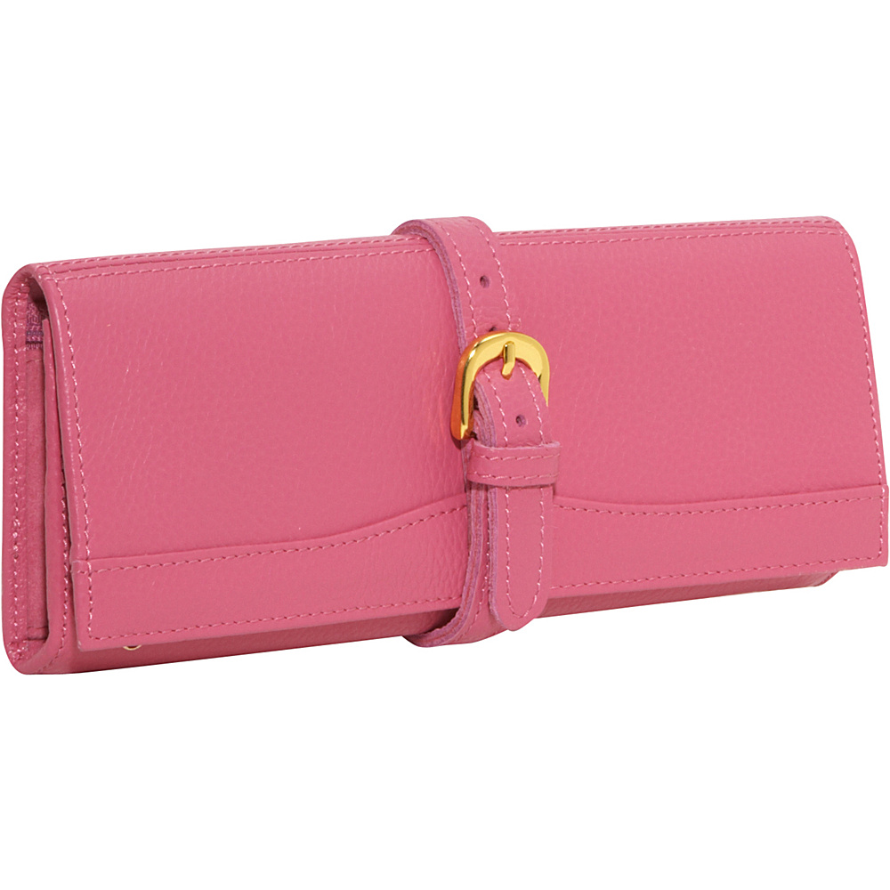 AmeriLeather Leather Jewelry Roll Pink