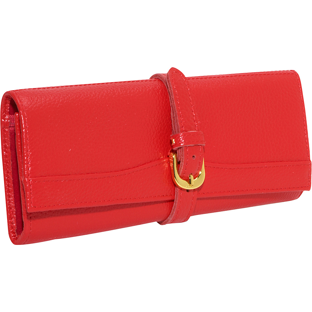 AmeriLeather Leather Jewelry Roll Red