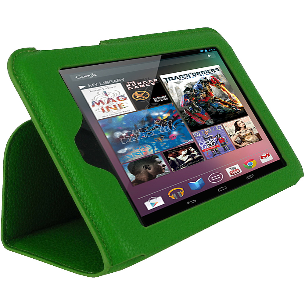 rooCASE Ultra Slim Vegan Leather Case for Google Nexus 7 Tablet Green rooCASE Electronic Cases