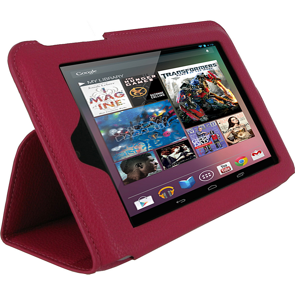 rooCASE Ultra Slim Vegan Leather Case for Google Nexus 7 Tablet Magenta rooCASE Electronic Cases