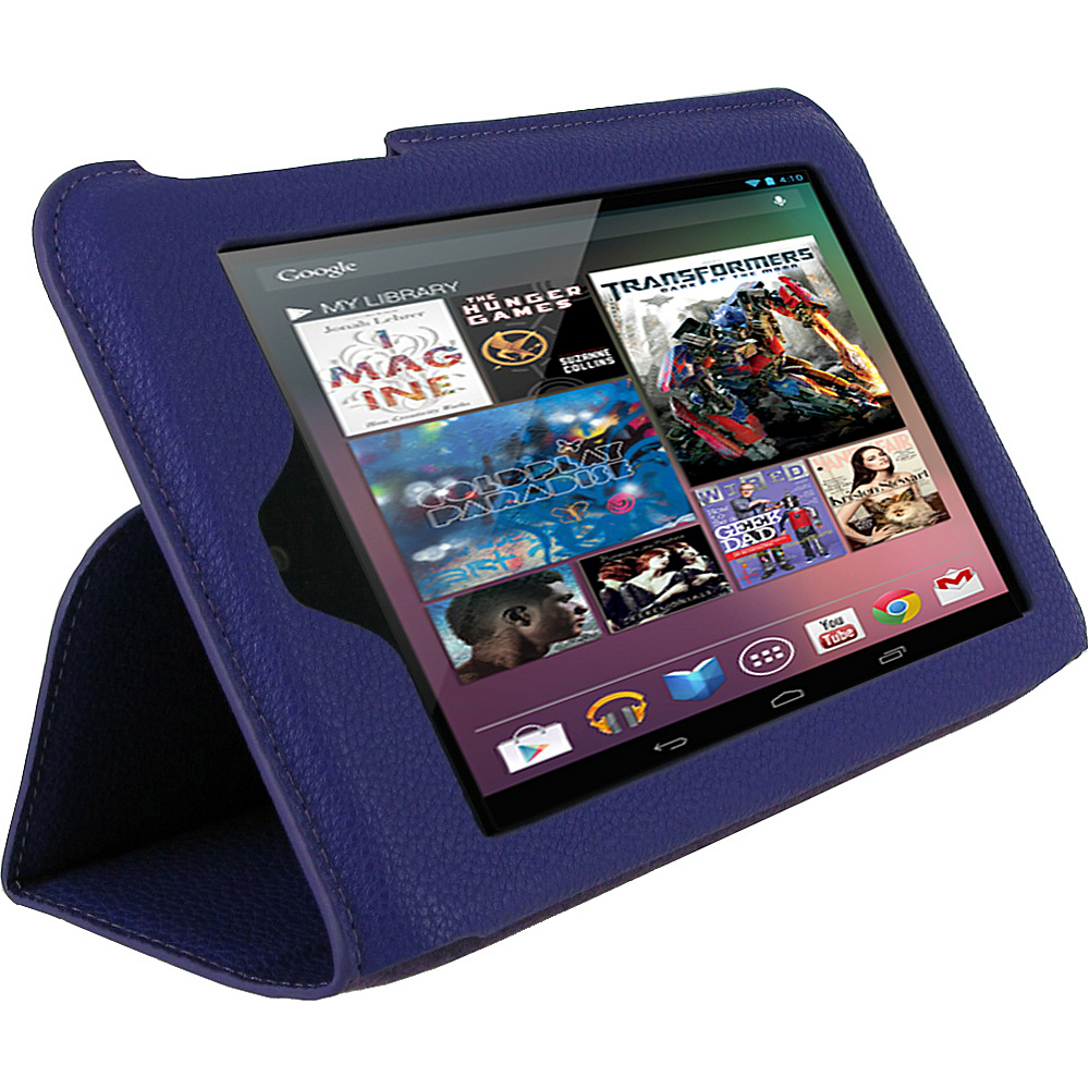 rooCASE Ultra Slim Vegan Leather Case for Google Nexus 7 Tablet Purple rooCASE Electronic Cases