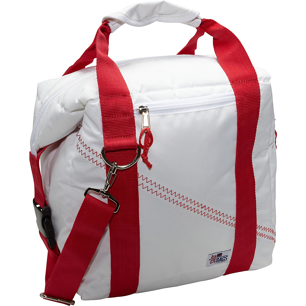 SailorBags Sailcloth 12 Pack Soft Cooler Bag White with Red Straps SailorBags Travel Coolers