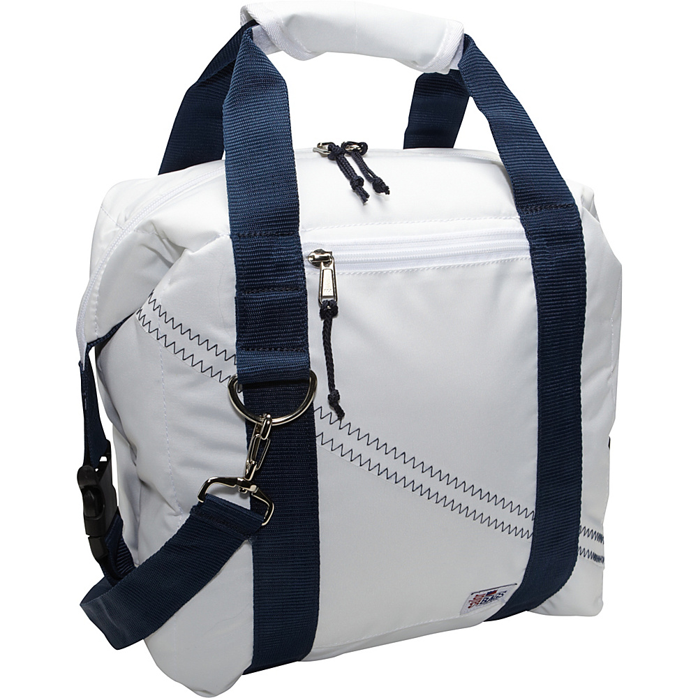 SailorBags Sailcloth 12 Pack Soft Cooler Bag White with Blue Straps SailorBags Travel Coolers