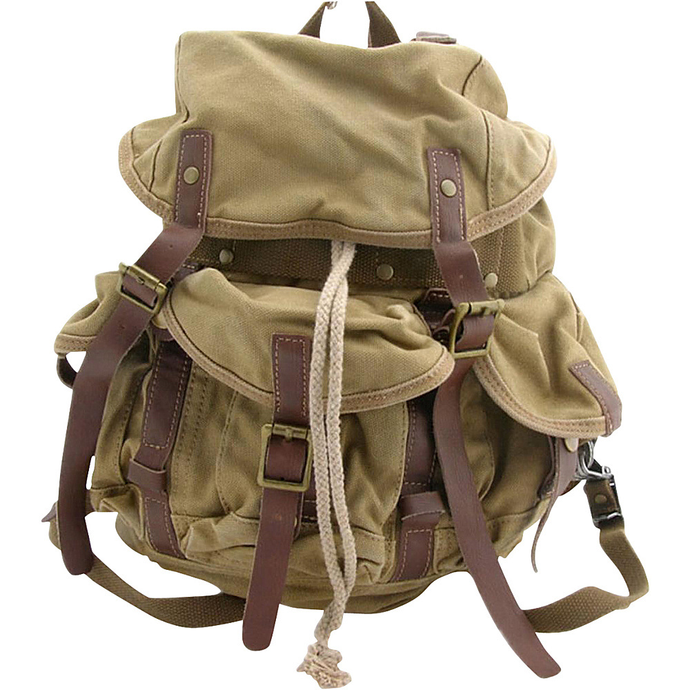 Vagabond Traveler Medium Cotton Canvas Backpack Khaki Vagabond Traveler Everyday Backpacks
