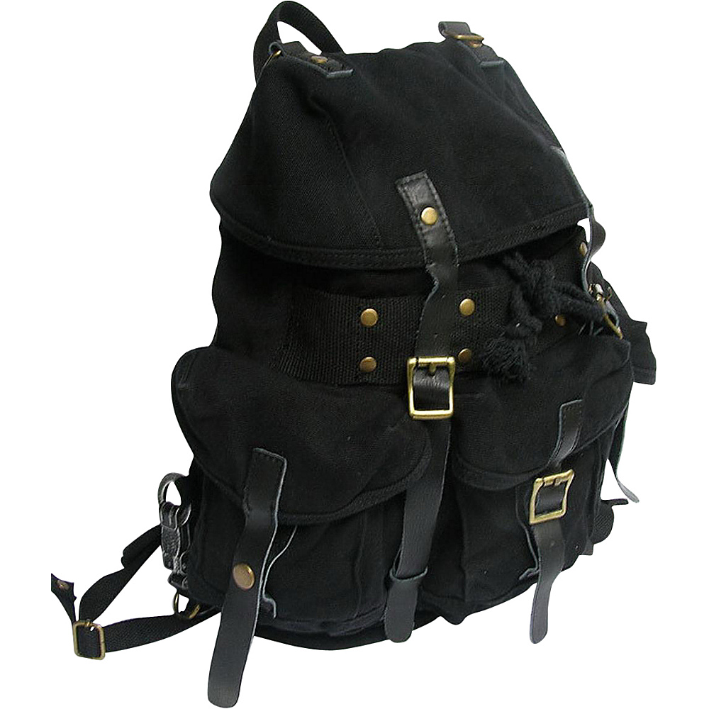 Vagabond Traveler Medium Cotton Canvas Backpack Black Vagabond Traveler Everyday Backpacks