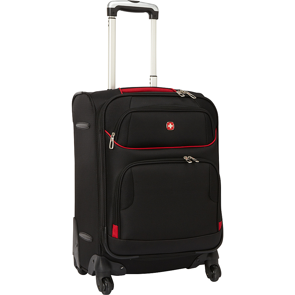 SwissGear Travel Gear 20 Exp. Spinner Upright Black with Red SwissGear Travel Gear Small Rolling Luggage