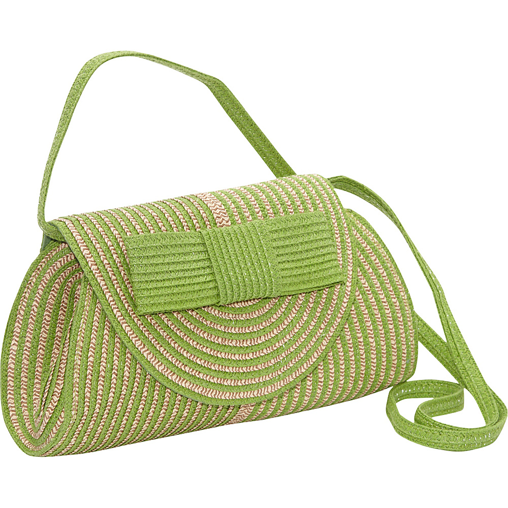 Magid Two Tone Stripe Paper Bow Clutch Crossbody Lime Multi Magid Straw Handbags