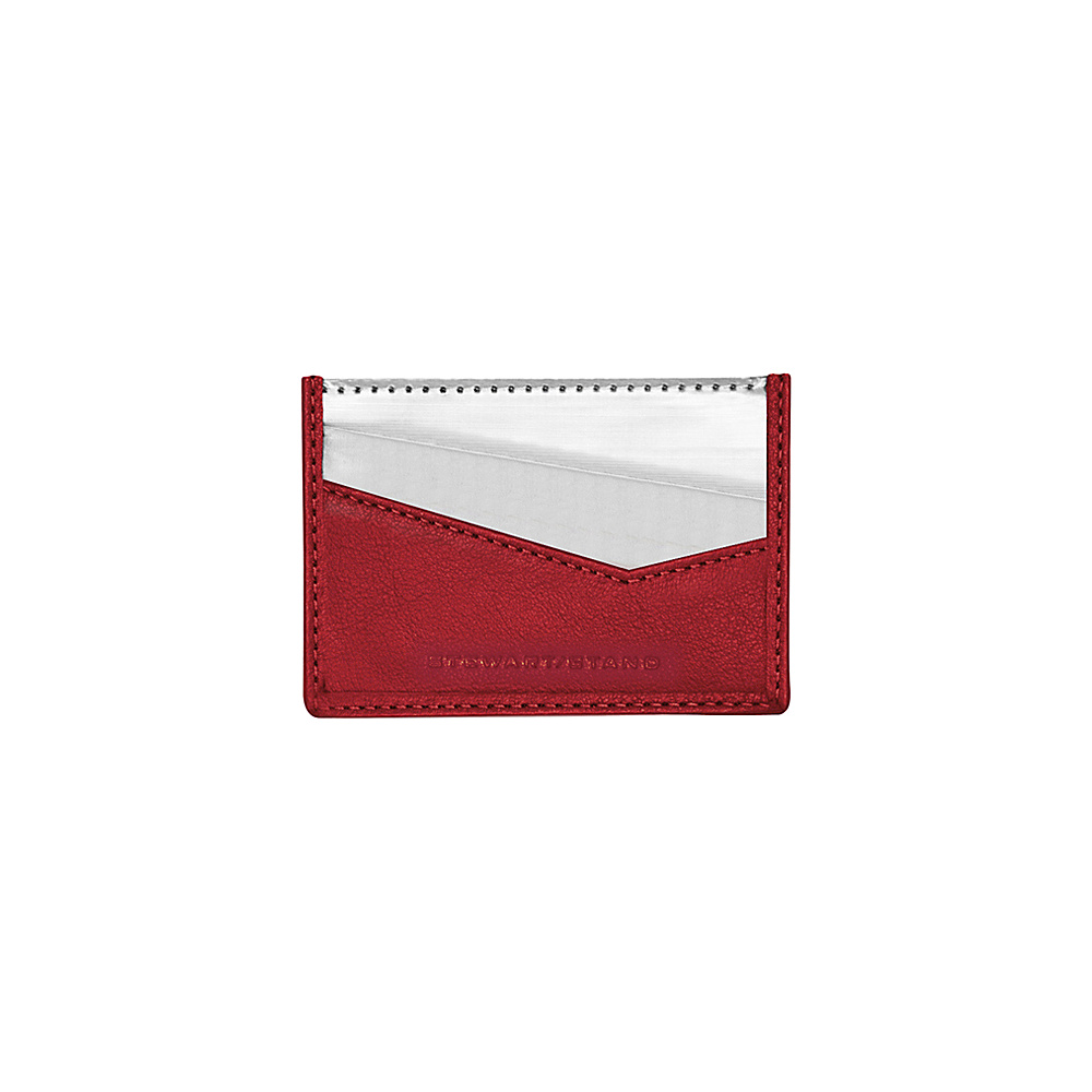 Stewart Stand Color Block Collection Card Stainless Steel Wallet RFID Red Leather Stewart Stand Women s Wallets