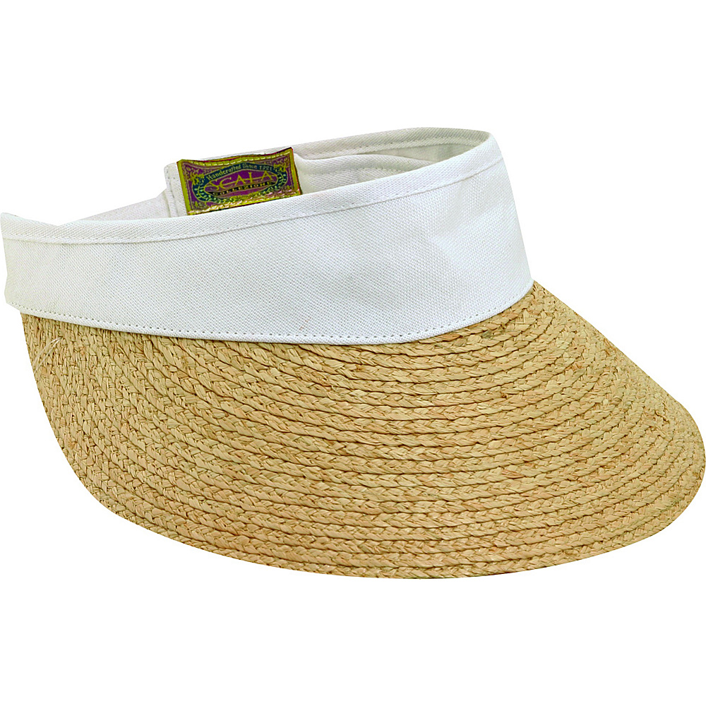 Scala Hats Raffia Visor Dyed Cotton Crown White Scala Hats Hats Gloves Scarves