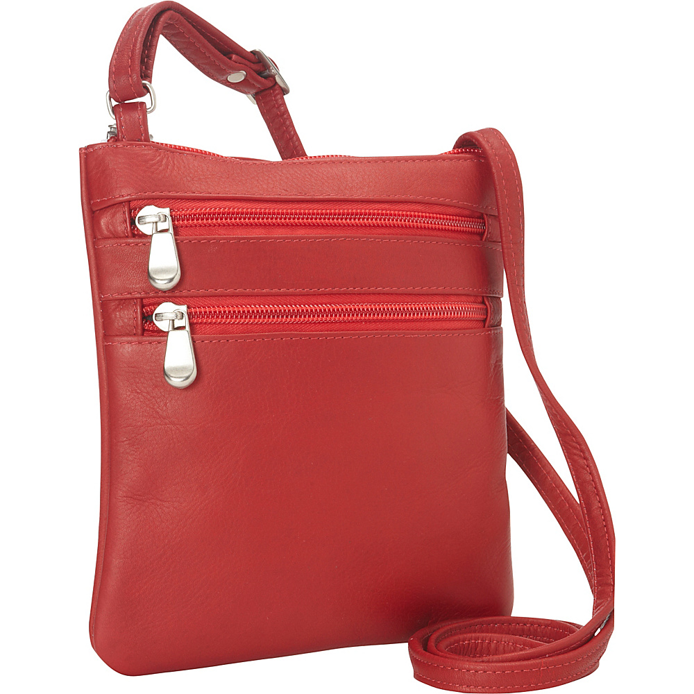 Le Donne Leather Two Zip Crossbody Minibag Red Le Donne Leather Leather Handbags