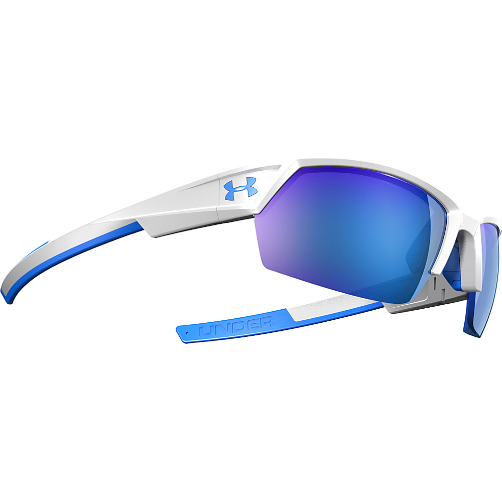 Under Armour Eyewear UA Igniter II Sunglasses White Exterior Blue Interior Blue Rubber ML Bl Under Armour Eyewear Sunglasses