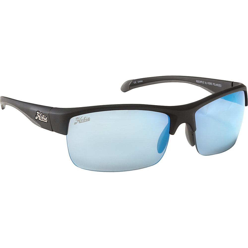 Hobie Eyewear Rockpile Satin Black Frame With Grey Cobalt Mirror PC Len Hobie Eyewear Sunglasses