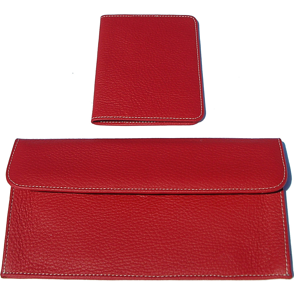 pb travel Luxury Leather Travel Pouch and Passport Cover Red pb travel Travel Wallets