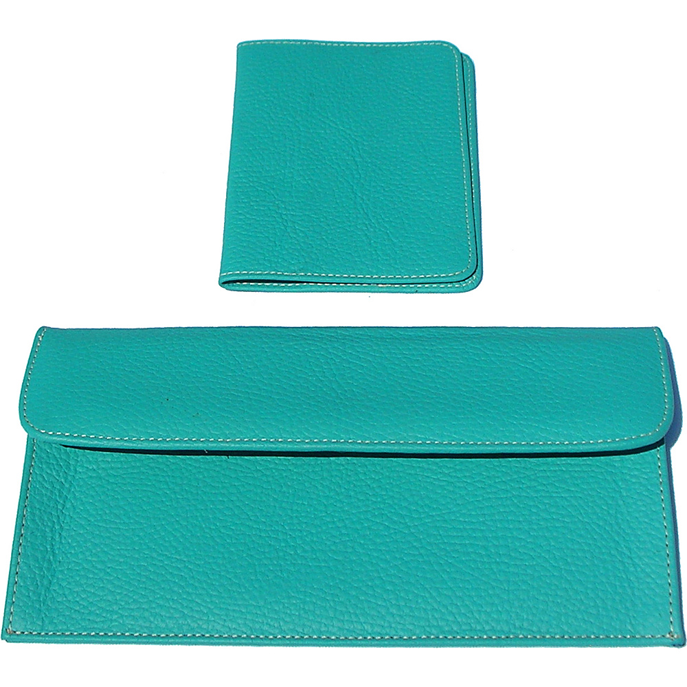 pb travel Luxury Leather Travel Pouch and Passport Cover Turquoise pb travel Travel Wallets