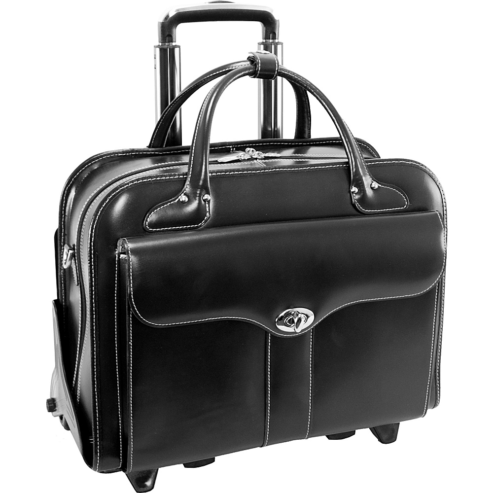 McKlein USA Berkeley 15 Leather Rolling Laptop Tote EXCLUSIVE Black McKlein USA Wheeled Business Cases