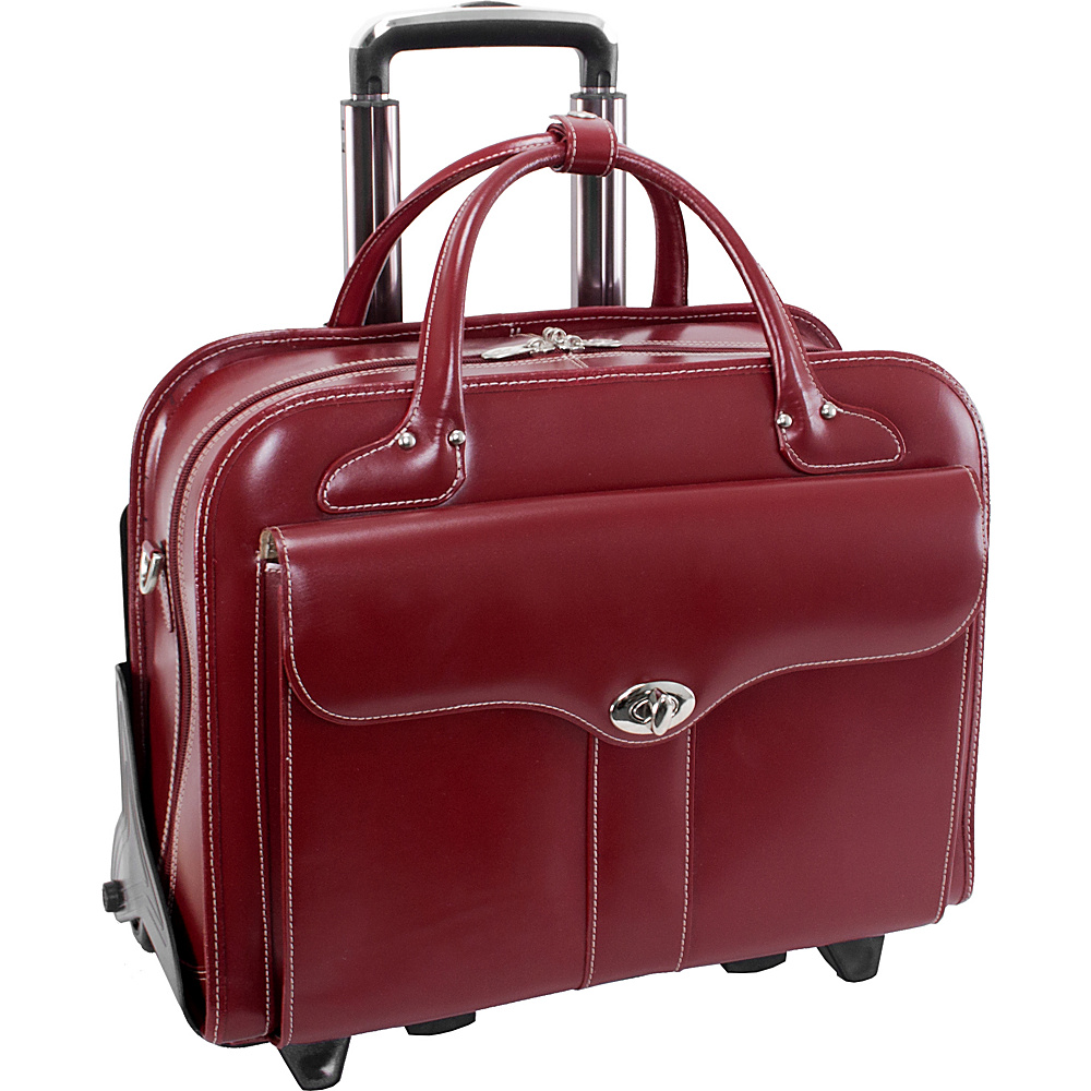 McKlein USA Berkeley 15 Leather Rolling Laptop Tote EXCLUSIVE Red McKlein USA Wheeled Business Cases