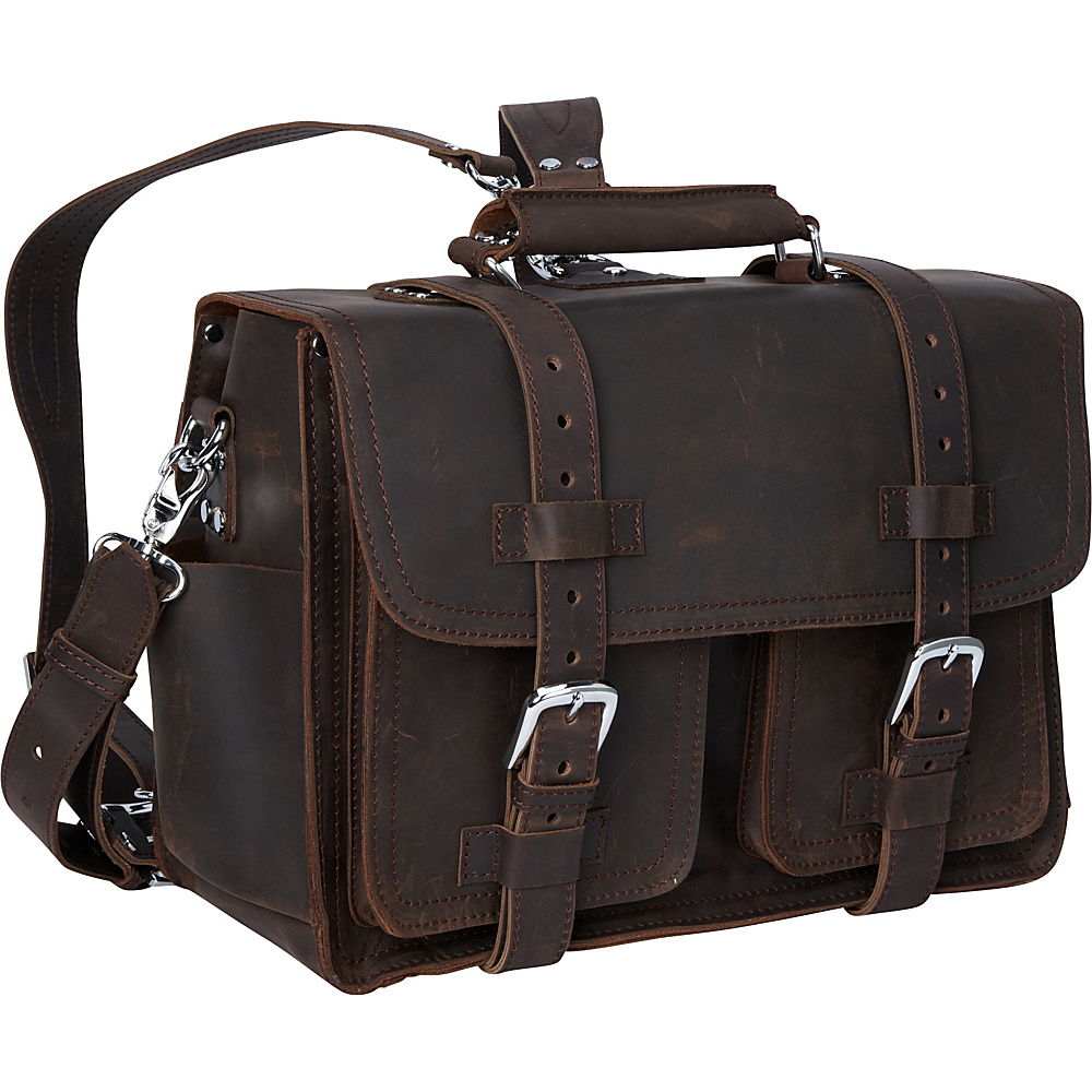 Vagabond Traveler 16 Leather Briefcase Travel Bag Dark Brown Vagabond Traveler Non Wheeled Business Cases