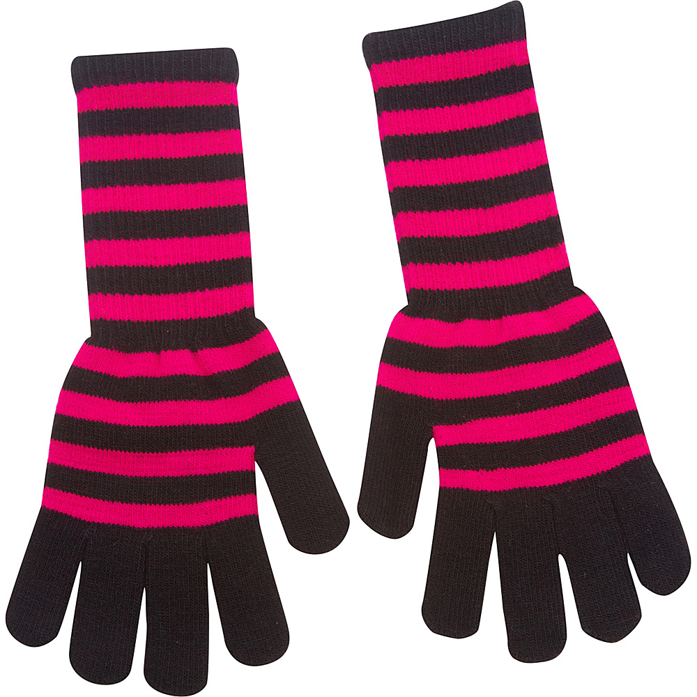 Magid Striped Long Glove Fuchsia Black Magid Hats Gloves Scarves
