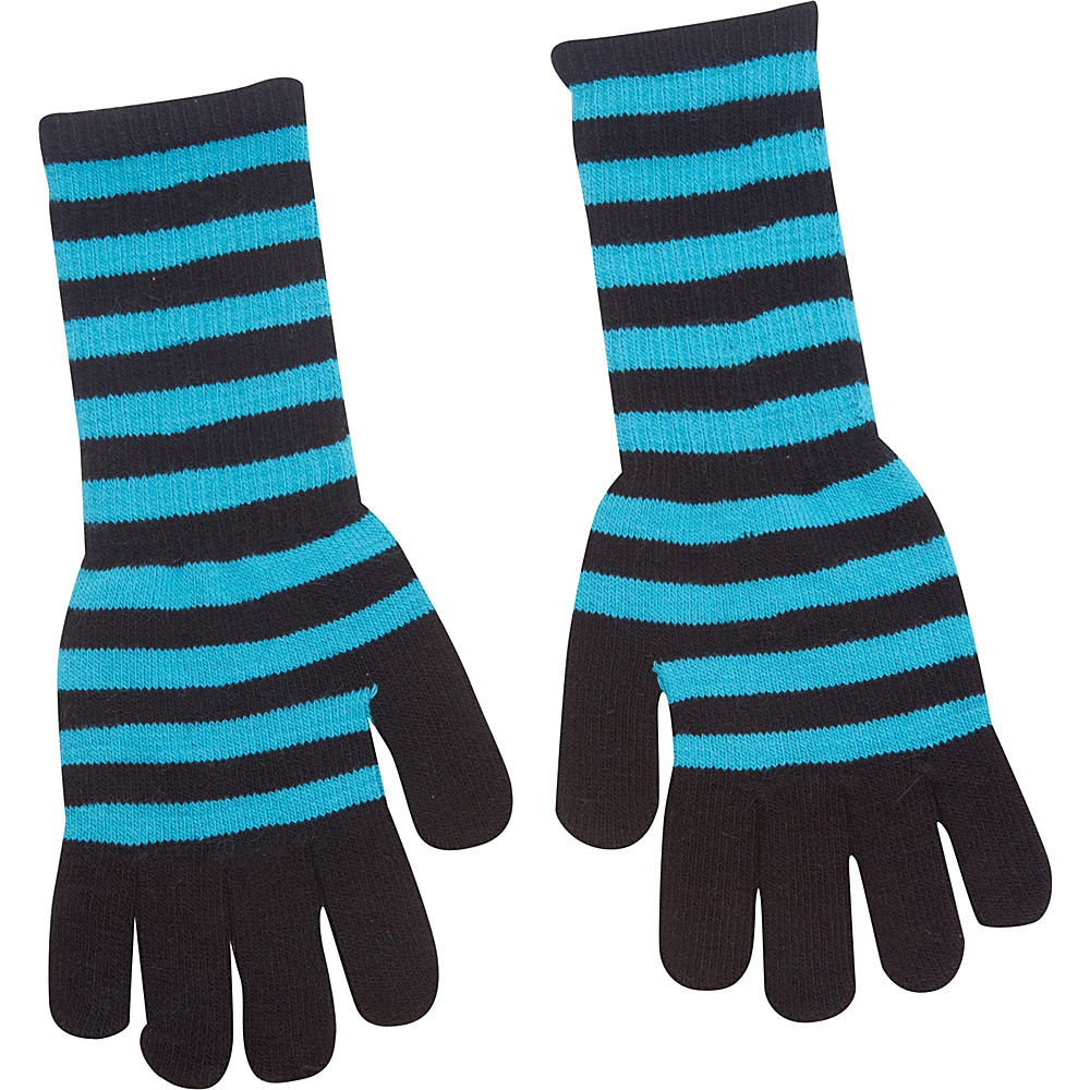 Magid Striped Long Glove Turquoise Black Magid Hats Gloves Scarves