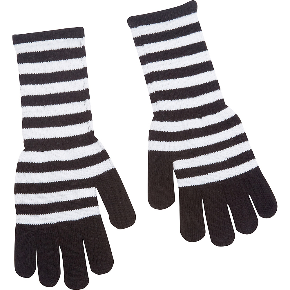 Magid Striped Long Glove White Black Magid Hats Gloves Scarves