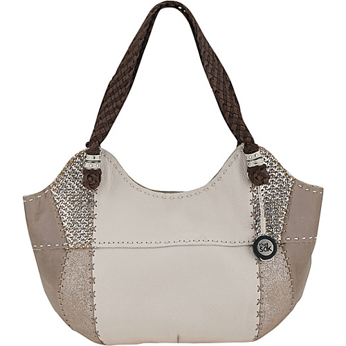 The Sak Indio Satchel Shoulder Bag Stone Metallic Patch - The Sak Leather Handbags