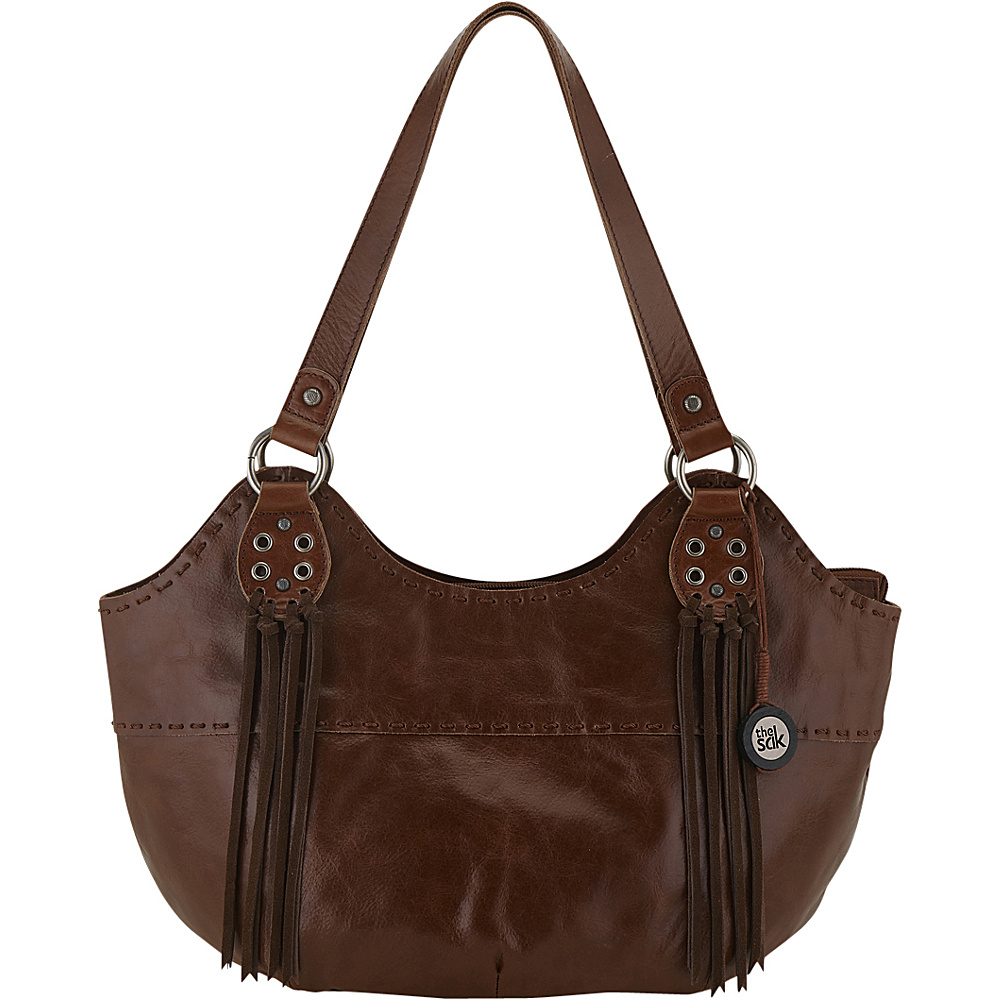 The Sak Indio Satchel Shoulder Bag Teak Fringe The Sak Leather Handbags