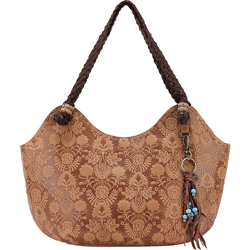 The Sak Indio Satchel Shoulder Bag Tobacco Floral Emboss The Sak Leather Handbags