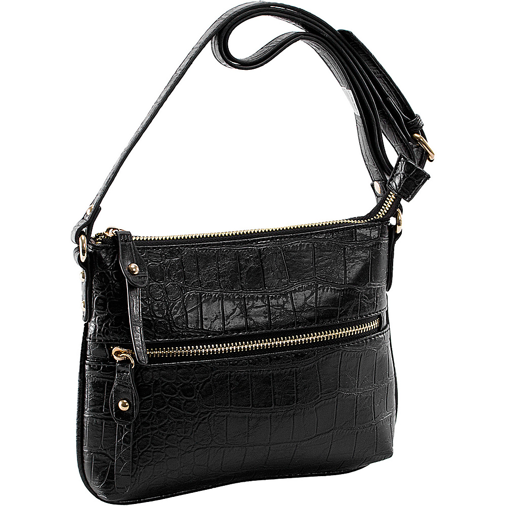 Parinda Ashen Black Croco Parinda Manmade Handbags