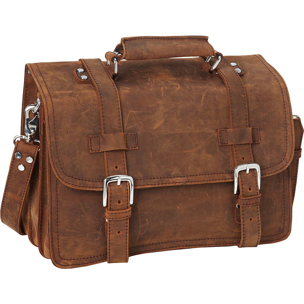 Vagabond Traveler 16 3 tier Pro Leather Briefcase Laptop Case Vintage Brown Vagabond Traveler Non Wheeled Business Cases