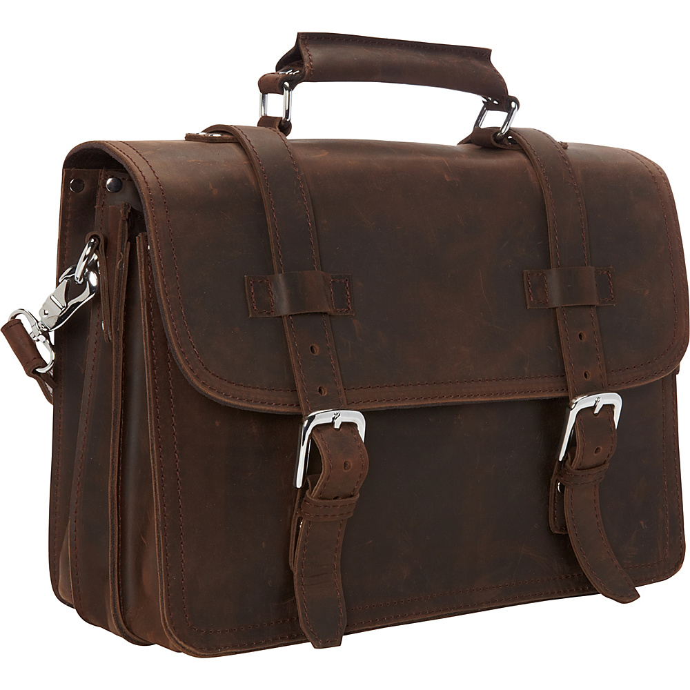 Vagabond Traveler 16 3 tier Pro Leather Briefcase Laptop Case Vintage Distress Vagabond Traveler Non Wheeled Business Cases