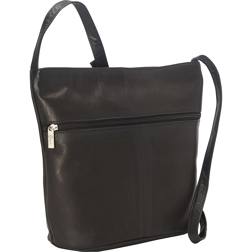 Royce Leather Vaquetta Shoulder Bag with Front Zipper Black 36 Royce Leather Leather Handbags