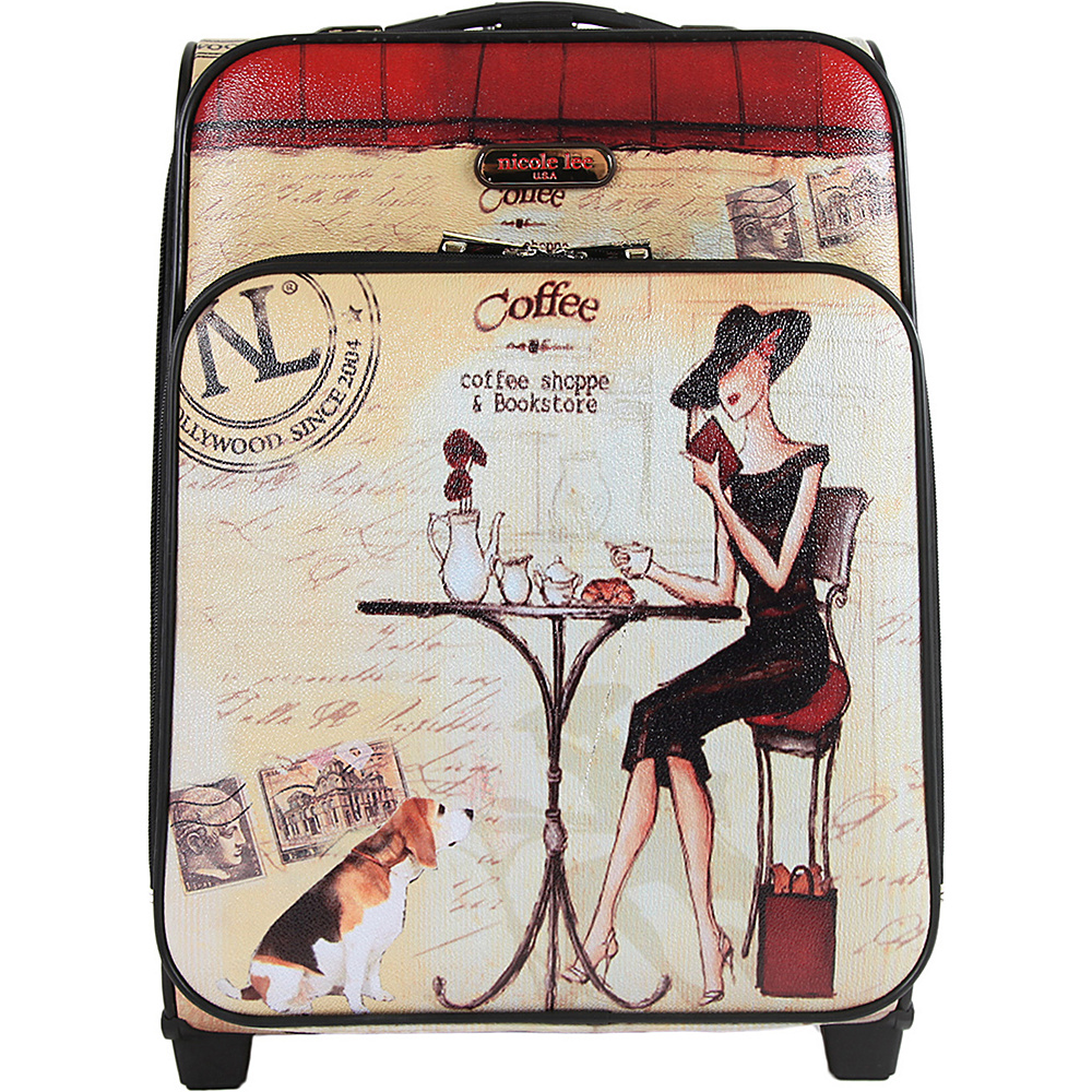 Nicole Lee Print Collection Rolling Expandable 20 Carry on Coffee Nicole Lee Softside Carry On