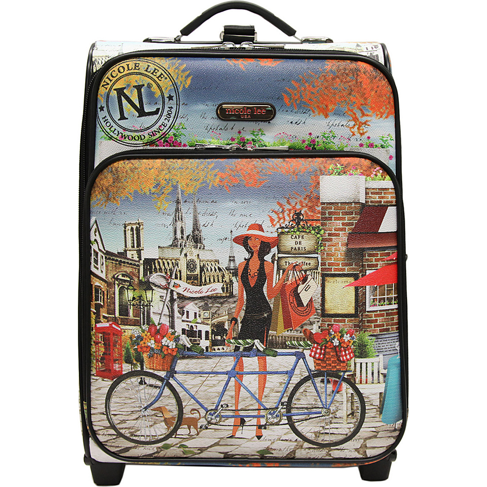Nicole Lee Print Collection Rolling Expandable 20 Carry on Bicycle Nicole Lee Softside Carry On