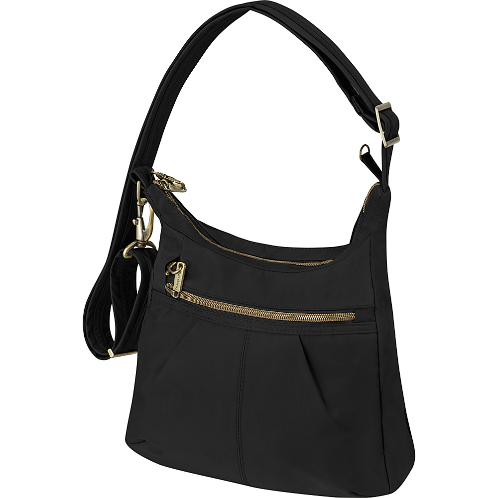 Travelon Anti Theft Signature Top Zip Shoulder Bag Black Travelon Fabric Handbags
