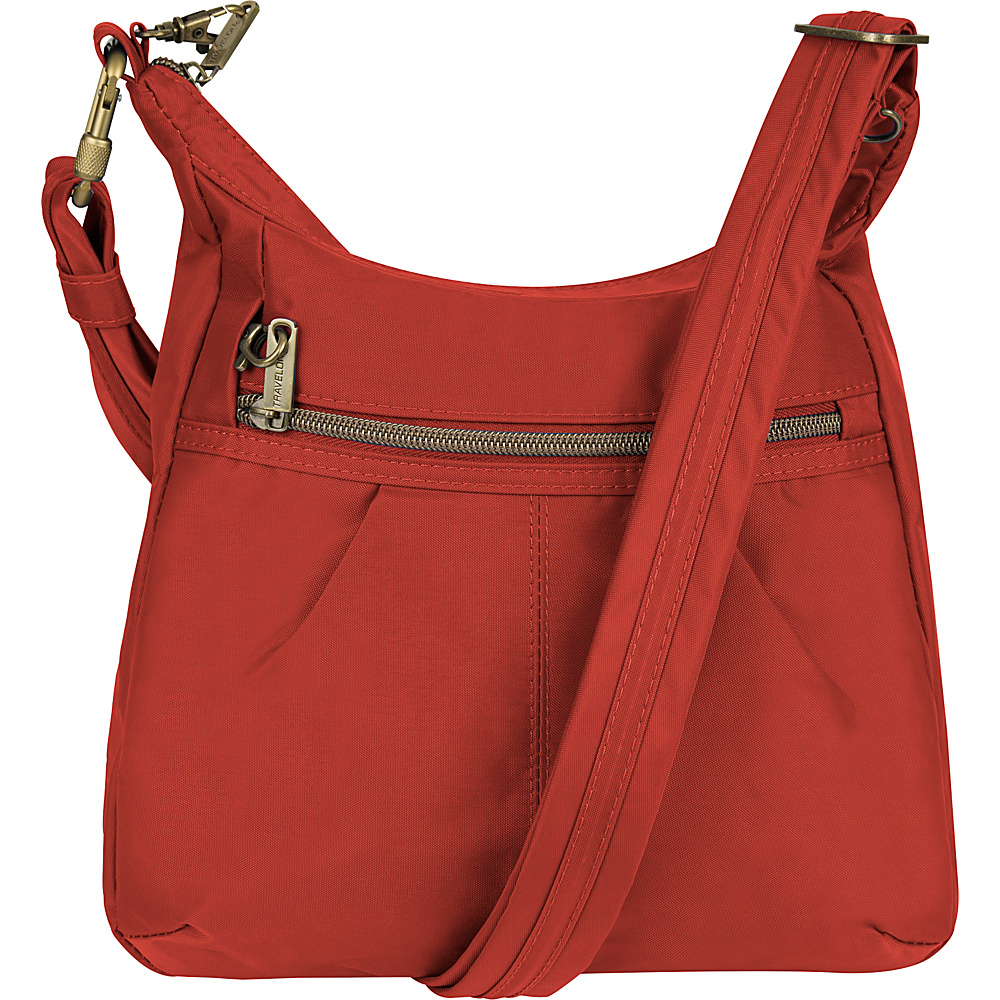 Travelon Anti Theft Signature Top Zip Shoulder Bag Cayenne Travelon Fabric Handbags