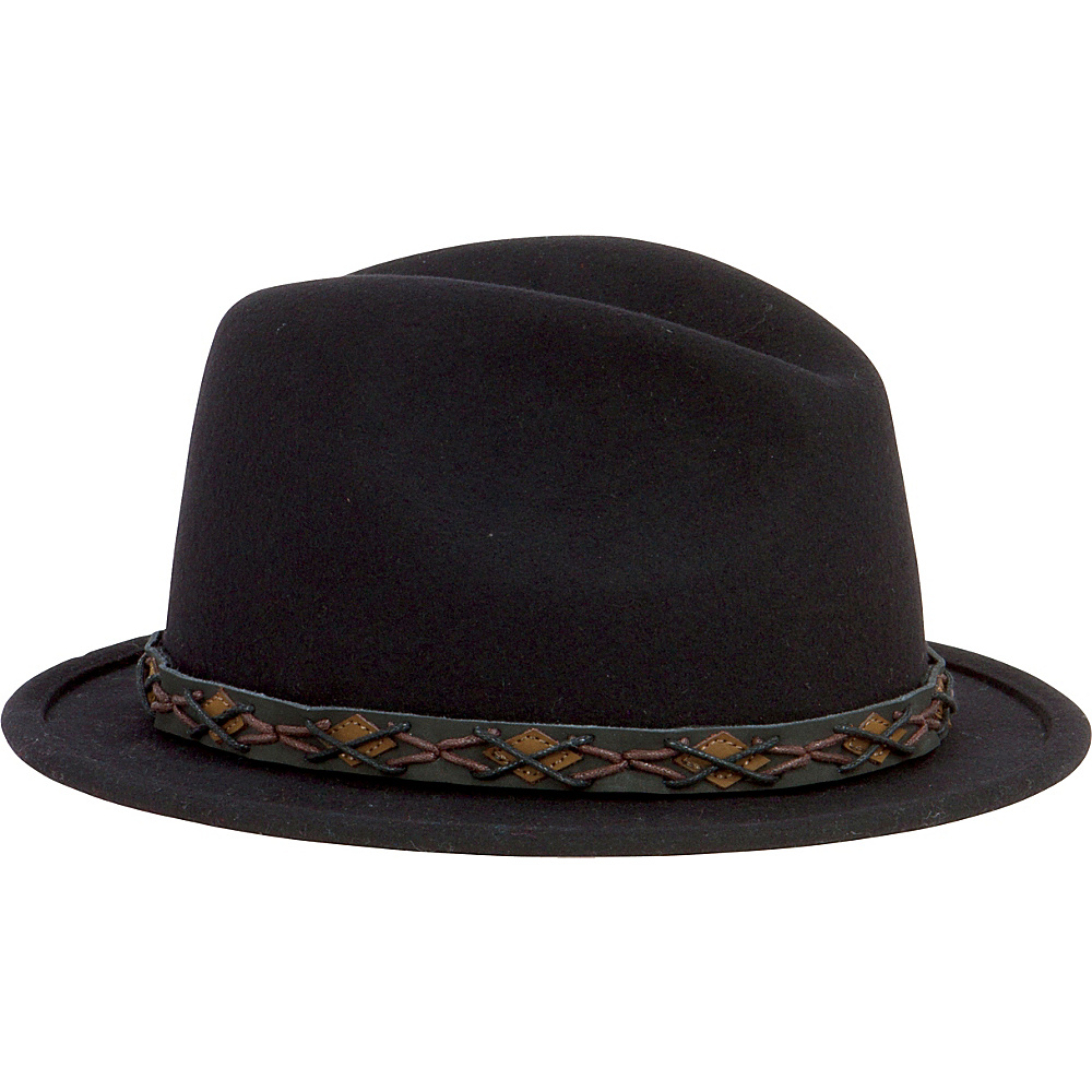 San Diego Hat Wool Felt Fedora with Cord Stitched Band Black San Diego Hat Hats