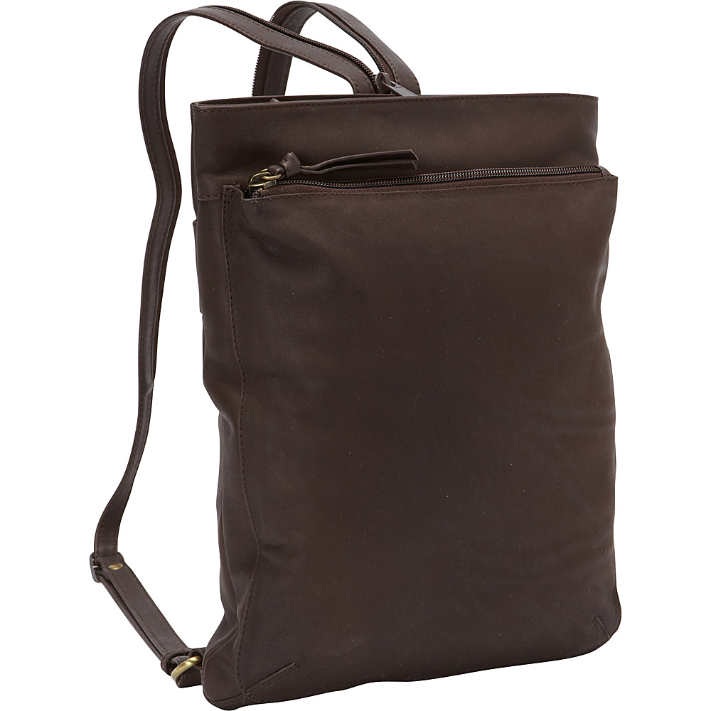 Derek Alexander North South Top Zip Backpack Sling Brown Derek Alexander Leather Handbags