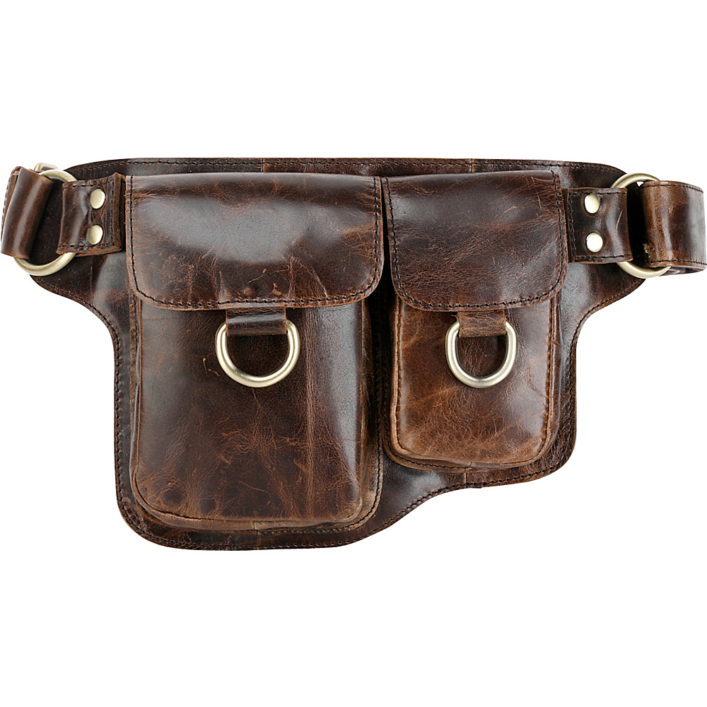 Vicenzo Leather Adonis 2 Leather Waist Pack Hip Purse X Brown Vicenzo Leather Waist Packs