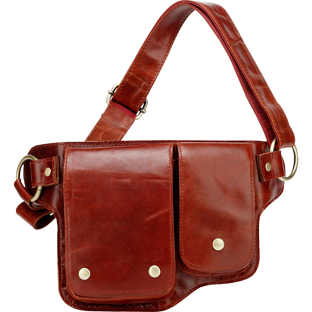 Vicenzo Leather Adonis 2 Leather Waist Pack Hip Purse Red Vicenzo Leather Waist Packs