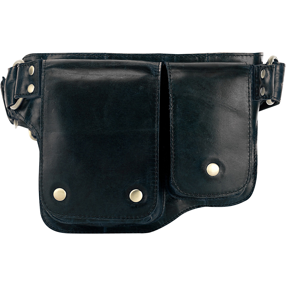 Vicenzo Leather Adonis 2 Leather Waist Pack Hip Purse Black Vicenzo Leather Waist Packs