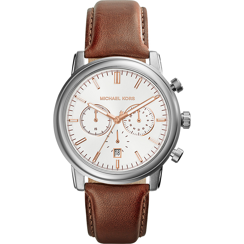 Michael Kors Watches Pennant Leather Chronograph Watch Brown Michael Kors Watches Watches