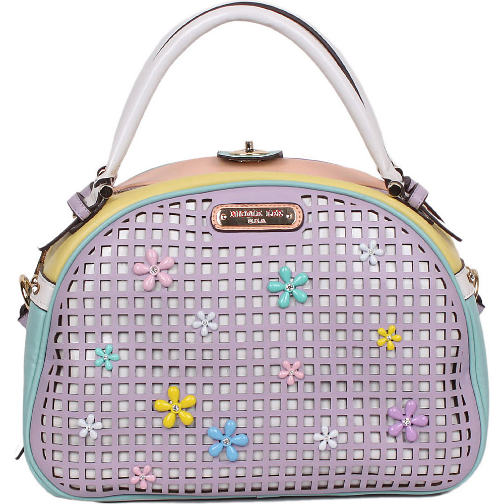 Nicole Lee Selina Floral Pastel Bowler Bag Lilac Nicole Lee Manmade Handbags