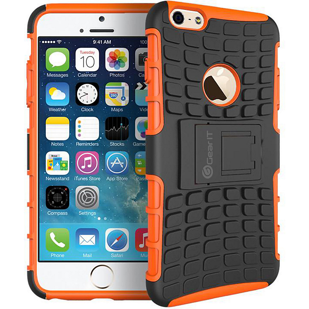 rooCASE Heavy Duty Armor Hybrid Rugged Stand Case for iPhone 6 6s Plus 5.5 inch Orange rooCASE Electronic Cases
