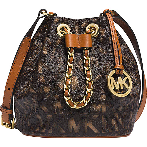 MICHAEL Michael Kors Frankie Drawstring Monogrammed Crossbody Brown - MICHAEL Michael Kors Designer Handbags