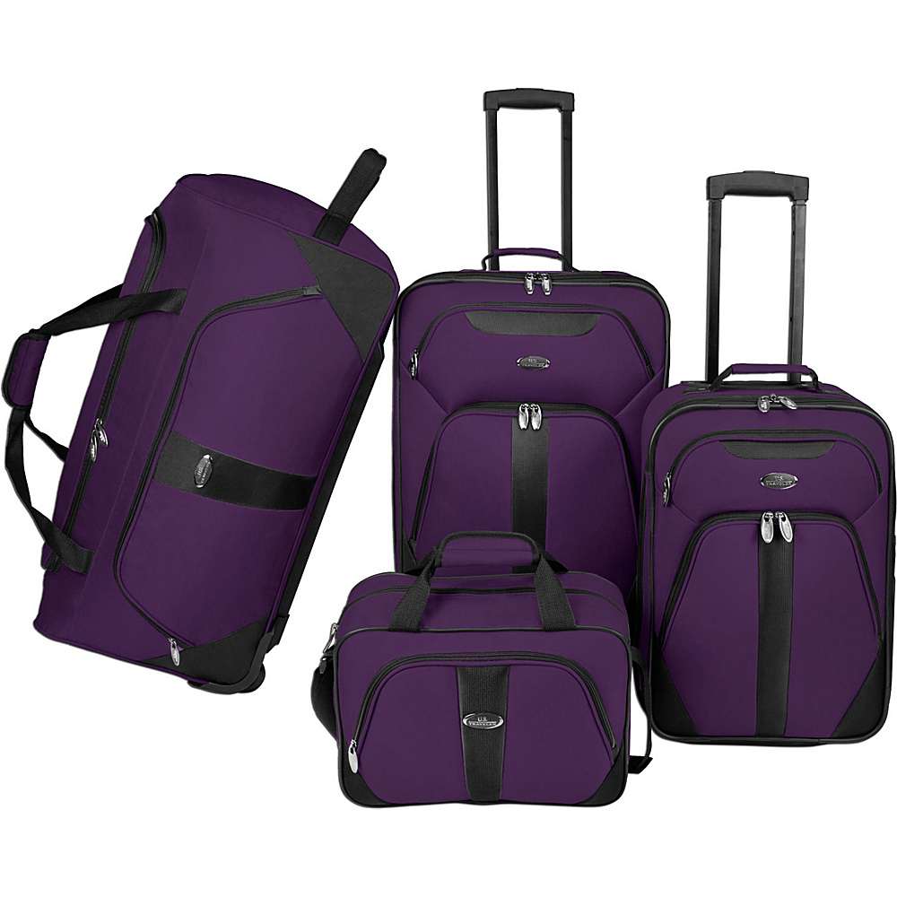 U.S. Traveler 4 Pc Luggage Set Purple U.S. Traveler Luggage Sets