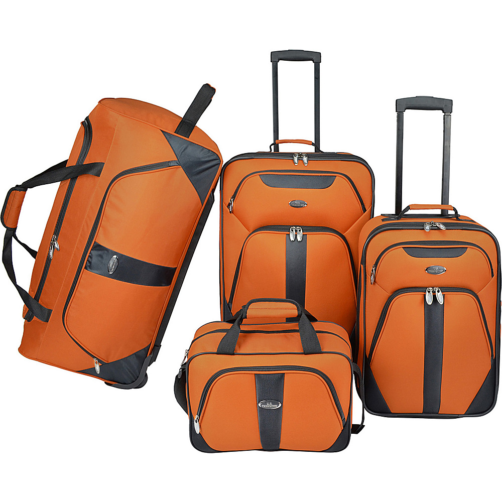 U.S. Traveler 4 Pc Luggage Set Burnt Orange U.S. Traveler Luggage Sets