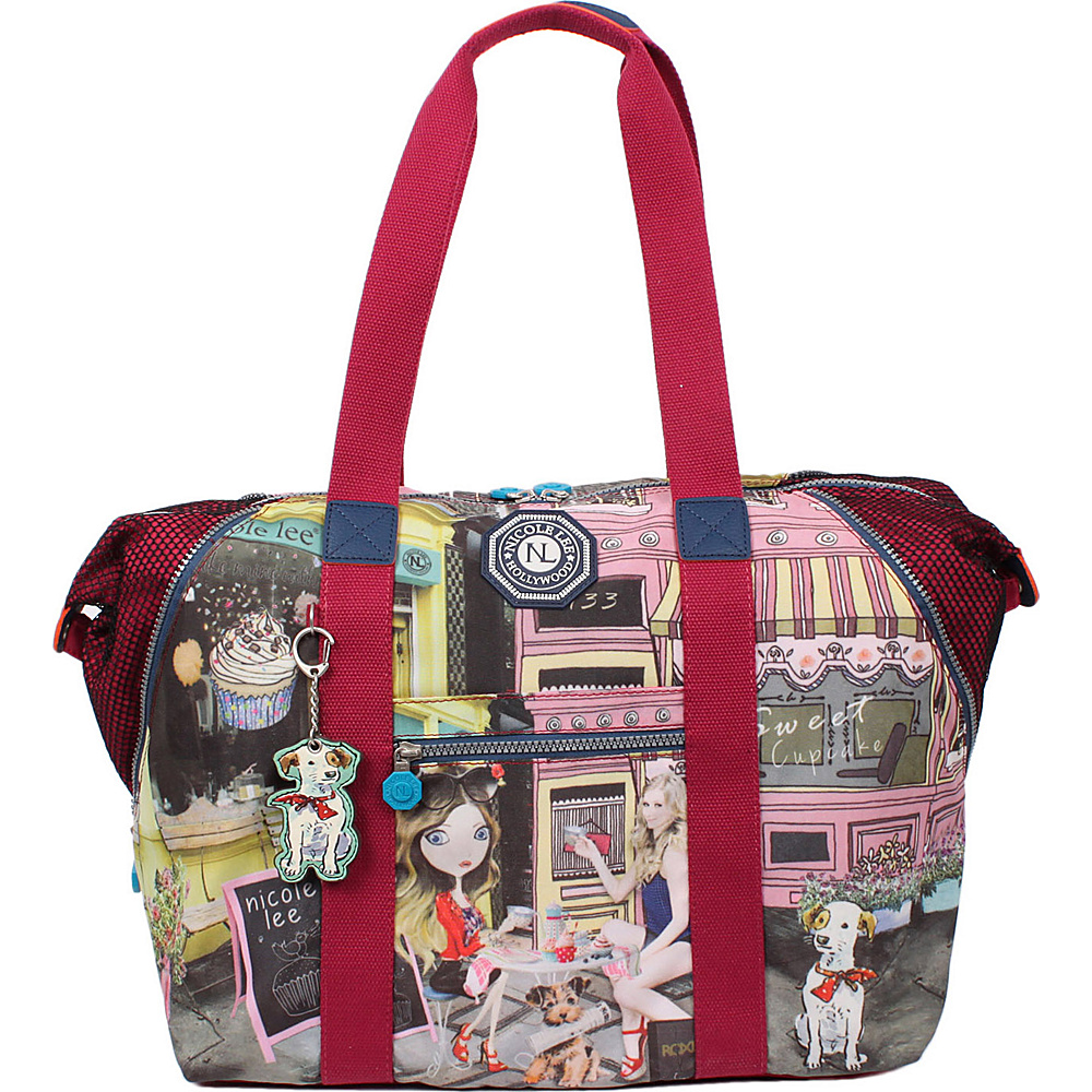 Nicole Lee WR Crinkle Nylon Print Expandable Overnighter Shoulder Bag Cupcake Girl Nicole Lee Luggage Totes and Satchels