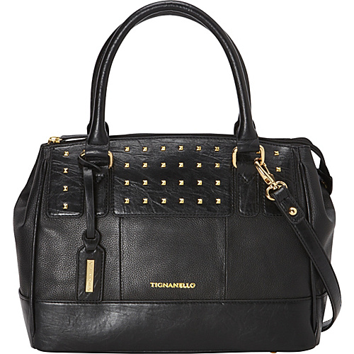Tignanello Social Status Studded Satchel Black - Tignanello Leather Handbags
