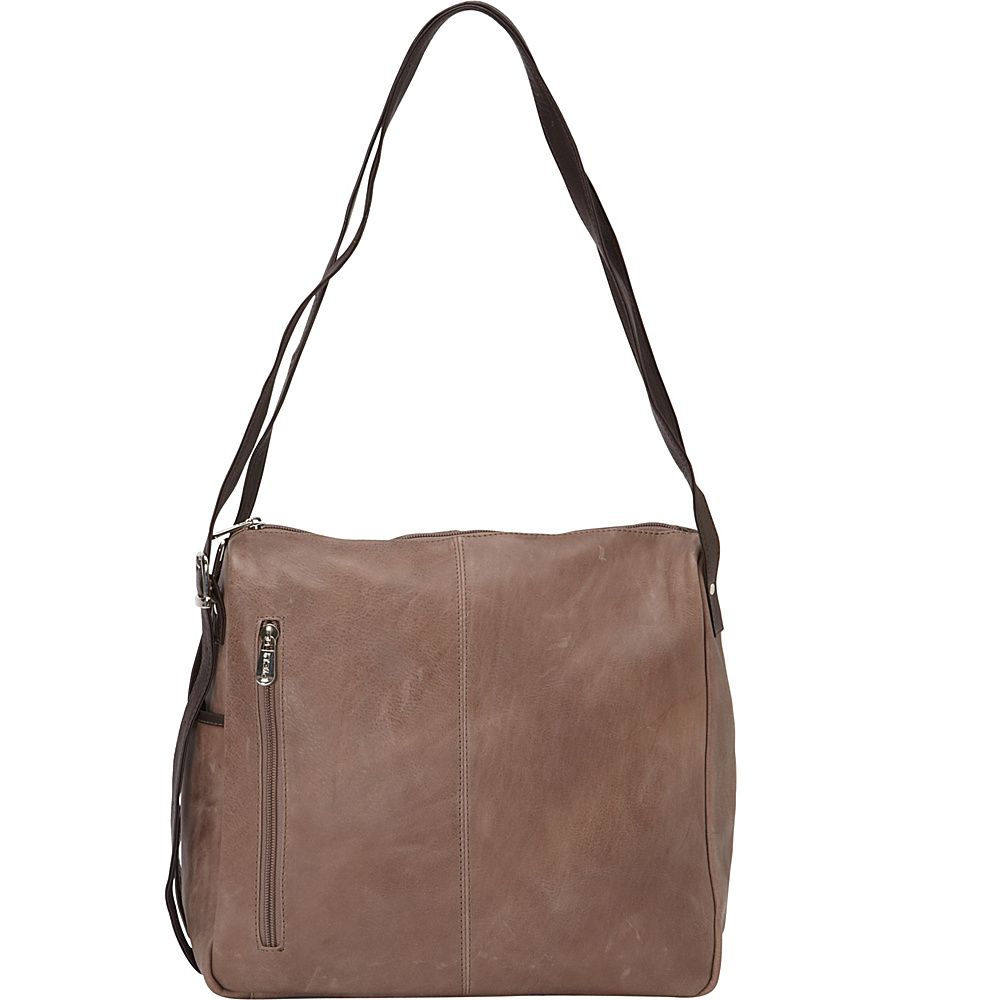 Piel Top Zip Shoulder Bag Toffee Piel Leather Handbags