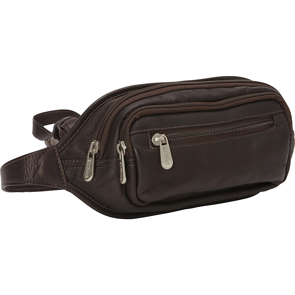 Piel Multi Zip Oval Waist Bag Chocolate Piel Waist Packs